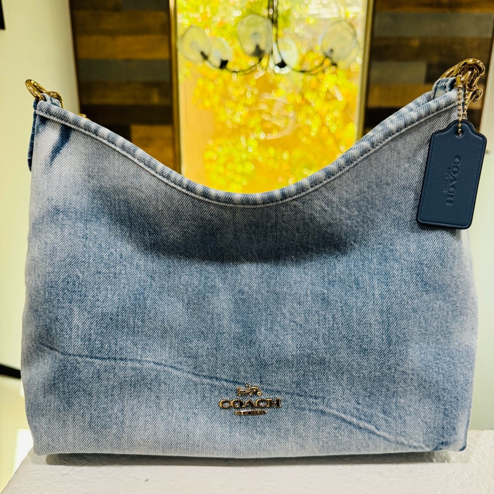 Coach Light Blue Denim Hobo with Gold Hardware WITHOUT CHARMS